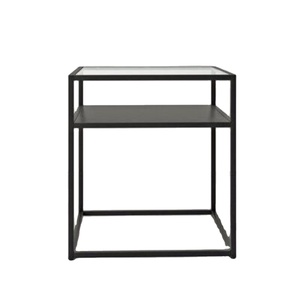 Ensembles de table d'appoint de canapé à structure métallique et avec dessus en verre pour meubles de salon, de conception moderne et simple - Product Image 1