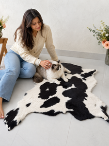 Tapis en cuir de vachette de haute qualité, vente chaude, tapis noir et blanc pour salon, décoration scandinave bohème, 100 % cuir de vachette naturel - Product Image 2