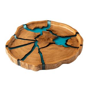 Nuevo estilo creativo mesa de madera taza de té estera resina epoxi mejor juego de posavasos de resina de madera con soporte de SCI - Product Image 1