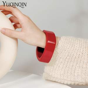 Brazalete de resina con textura de mármol transparente para mujer, material de acetato acrílico, brazalete redondo grueso, joyería para fiesta y uso diario - Product Image 3