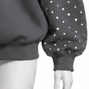 Charcoal Oversized <b>Women</b> Mock Neck Sweatshirt Pearl Studded Sleeve Pullover Loose Fit Casual Streetwear Long Sleeve <b>Winter</b> <b>Top</b> - Product Image 5