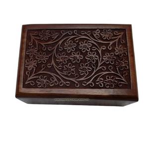 Handmade Wooden Cremation Urn <b>Box</b> Floral Carved Rectangular Ashes <b>Memorial</b> <b>Keepsake</b> Case Custom Size - Product Image 2