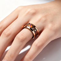 Wolframcarbid-Ring mit Eingelegtem Zerkleinertem Stein und Meteorit Polierte Kante Ehering Verlobungsring Versprechen-Schmuck