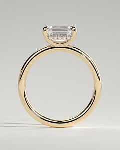 แหวนเพชรเม็ดเดี่ยวทรงเหลี่ยมมรกต 14k 18k ทองคำแท้ 4 กรงเล็บ ประดับเพชรแล็บโกรว์ ดีไซน์ตะวันออก-ตะวันตก พร้อมวงแหวนซ่อนรอบเพชร แหวนหรูทำมือ - Product Image 2