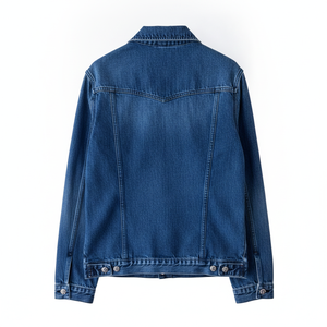 Custom Logo Men's Classic Blue <b>Denim</b> Jacket Casual Long Sleeve Slim Fit Button Down Jean <b>Coat</b> with Zipper Pockets Streetwear - Product Image 3
