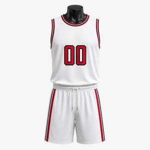 Conjunto de Uniforme de Baloncesto Personalizado Blanco y Rojo, Jersey y Pantalones Cortos de Baloncesto Clásicos de Malla, Ropa de Equipo OEM ODM Marca Privada - Product Image 1