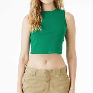 Customized Breathable Ladies Crop Tank Tops Sleeveless Crop Sport Cotton Short Length Tops for Women - Product Image 3