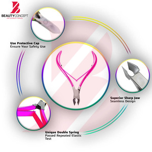 ที่ตัดหนังกำพร้าสีชมพูสดใส ด้ามจับสีชมพูสดใส ทำจากสแตนเลสสตีล พร้อมใบมีดคมสำหรับตัดหนังกำพร้า อุปกรณ์ทำเล็บ - Product Image 6