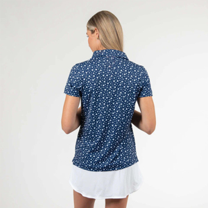 Polo de Mujer con Estampado de Puntos Azules, Manga Corta, Casual, Transpirable, Tejido de Poliéster, Corte Regular - Product Image 2