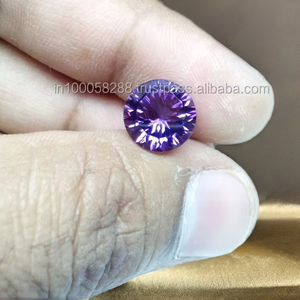 Corte cóncavo de amatista oscura hidrotermal creado en laboratorio para hacer joyas redondas de 10mm - Product Image 2
