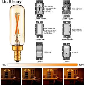 Lampadina LED T6 Dimmerabile 25W Candelabra con Luce Ambrata 2200K 120lm 2W E12 T25 Confezione da 6 - Product Image 2