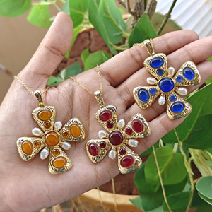 จี้กางเขนชุบทอง 18k สุดฮิต ขายดี ประดับหยก เหมาะสำหรับใส่ทุกวัน สร้อยคอโลหะสไตล์ศาสนา เครื่องประดับงานแต่งงาน - Product Image 5