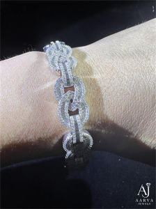 925 Sterling <b>Silver</b> Moissanite Cuban Link <b>Bracelet</b> Iced Chain <b>Bangle</b> Round Brilliant Unisex for Engagement Wedding Party - Product Image 3