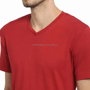 Camiseta Deportiva de Verano para Hombre, de Algodón, Color Sólido, Cuello en V, Manga Corta, Transpirable, Suave, 100% Poliéster y Algodón, Impresión Digital - Product Image 4