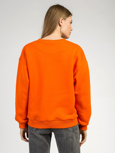 Sudadera de Cuello Redondo Naranja para Mujer, Manga Larga, Color Sólido, Tejido de Algodón, Ropa de Otoño - Product Image 4