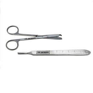 Ensemble d'instruments chirurgicaux manuels professionnels, ciseaux à suturer, manche de scalpel de 4,5 pouces # 4 lames chirurgicales stériles CE - Product Image 2