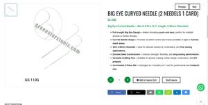 Juego de Agujas Curvas de Ojo Grande, 2 Piezas, Agujas para Abalorios, Herramientas para Hacer Joyas, Herramientas Manuales, Manualidades con Alambre Fino |   N.° de artículo GS-110G - Product Image 3