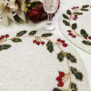 Sets de table perlés faits main de qualité supérieure, tapis de table brodés complexes pour une décoration élégante de la salle à manger, magnifiques sets de table perlés - Product Image 1
