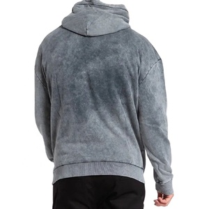 Sweat-shirt à capuche personnalisé en coton épais 100% délavé à l'acide, coupe oversize, style rétro streetwear pour homme - Product Image 2