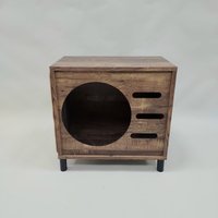 Maison pour chat multifonctionnelle en bois et métal, en forme de tronc d'arbre, avec bac à litière intime, rangement et griffoir intégré, naturel et noir