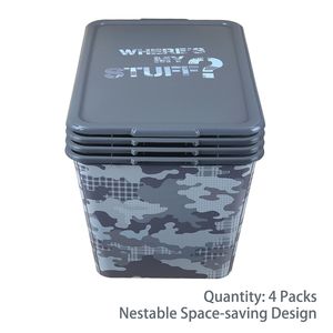 Contenitore portaoggetti IML da 14,5 galloni, confezione da 4, contenitore impilabile con coperchio, per organizzare gli oggetti, da 14,5 galloni (58 quarti) - CAMO - Product Image 3