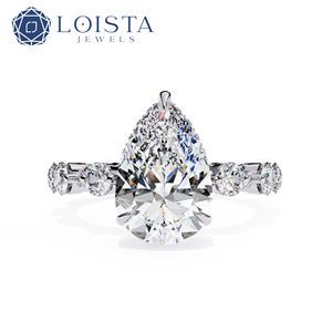 Bague solitaire en diamant de laboratoire pour femme en or jaune 9K 14K 18K, design moderne et luxueux, forme poire unique, bijou de fiançailles - Product Image 1