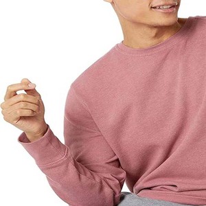 Men's Crew Neck Solid Color Regular Fit Knitted Cotton <b>Sweatshirt</b> Autumn Casual Pullover Long Sleeve <b>Pink</b> <b>Sweatshirt</b> New Arrival - Product Image 4