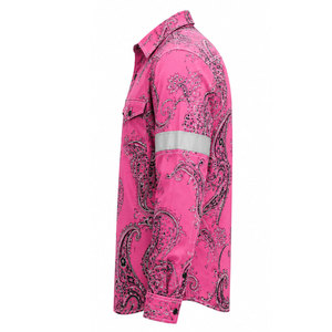 Paisley Print NFPA2112 FR <b>Shirts</b> Flame Resistant Top 6.5OZ CAT2 Men's Buttons ASTM Certified Two Chest Pockets Fire Retardant - Product Image 5