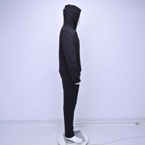 Chándal Personalizado para Hombre, con Capucha, de Algodón Negro, Manga Larga, Color Sólido, Estilo Casual para Otoño, Corte Regular, con Bolsillos Laterales y Logotipo Grabado - Product Image 4
