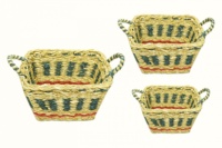 Panier cylindrique en bambou peint à la main 100% export, avec feuilles de datte, artisanat traditionnel personnalisable, doublure en rotin multicolore