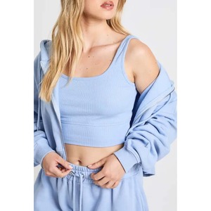 Conjuntos al por mayor para mujer, personalizados, 100% algodón, sudadera con capucha de manga larga y cremallera completa, pantalones anchos con cordón, corte holgado, fabricación OEM - Product Image 4