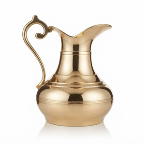 Carafe à eau en laiton massif poli, élégante, dorée, classique, de luxe, pour la table, vaisselle de service, articles de boisson - Product Image 1