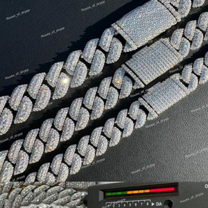 Cadena de eslabones cubanos geométricos helados de lujo con pavé de diamantes, joyería chapada en plata de Hip Hop brillante para hombres y mujeres, ropa de fiesta - Product Image 3