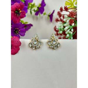 Kimya Premium Moissanite Fashion Stud Earrings-Indian Ethnic Artificial <b>Jewellery</b> - Product Image 3