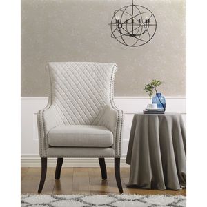 Poltrona Classica di Lusso 1 pz Beige Trapuntata con Dettagli in Legno Massello e Cuscino in Schiuma per Soggiorno - Product Image 4