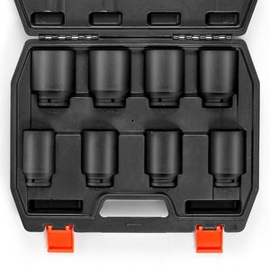 Set di chiavi a bussola per dadi di cardano SAE a 6 punte - 8 pezzi - Attacco da 1/2" - Trattamento termico CR-MO - Set di chiavi a bussola a impatto per dadi di cardano di grandi dimensioni - Product Image 3