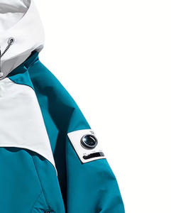 Men's Hooded Puffer Jacket Color Blocking Design Waterproof Regular Fit Winter Sporty Style With Patch Logo Left Sleeve - Product Image 6