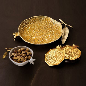 Plato de Servir de Lujo en Forma de Granada Dorada, Bandeja de Metal Texturizado para Decoración de Mesa Festiva y Decoración de Hoteles de Alta Gama - Product Image 6
