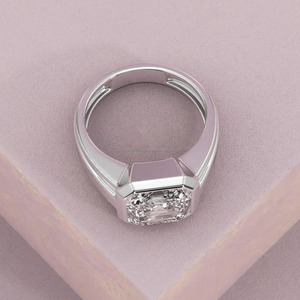 925 <b>Silver</b> Bezel Set Asscher Cut Moissanite Diamond Solitaire <b>Men</b> Engagement <b>Ring</b> Luxury Wedding <b>Ring</b> Classic Geometric Jewelry - Product Image 5