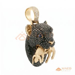 Pendentif Hip Hop Panthère Noire en Or 14K avec Moissanite pour Hommes, Bijoux de Luxe Style Urbain Manhattan USA - Product Image 6