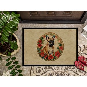 Bouledogue français fleurs de noël paillasson antidérapant intérieur/extérieur lavable tapis à poils bas 18H X 27W tapis de porte avant pour entrée - Product Image 3