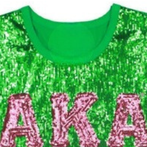 T-shirt à manches courtes vert personnalisé à sequins, motif graphique scintillant, col rond, haut décontracté et tendance, vêtement de fête étincelant pour femme, tenue élégante - Product Image 4