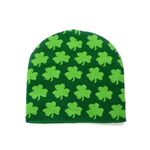 Bonnet tricoté personnalisé avec logo, motif trèfle, doux et extensible, style irlandais, couvre-chef d'hiver - Product Image 5
