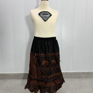 Wholesale Vintage Black Embroidery Long Skirt Women Casual High Waist <b>Elastic</b> Midi Skirts Ethnic Style Boho Maxi Dress Plus Size - Product Image 4