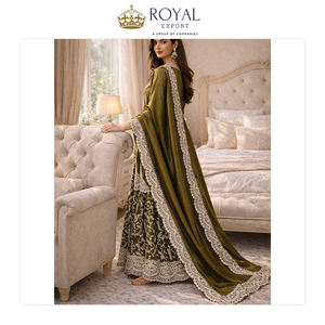 Exportateur indien proposant des ensembles de robes Sharara de haute qualité en soie Fandy, avec haut, bas et dupatta, pour les occasions de fête et les festivals. - Product Image 6