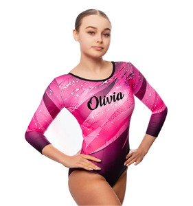 Justaucorps de fitness CONX personnalisé en coton à manches longues pour femme, taille élastique, haute performance, pour l'entraînement et la danse, idéal pour les spectacles d'enfants - Product Image 1