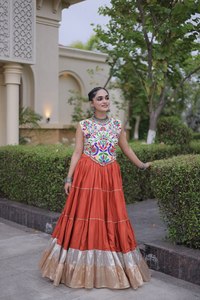 Ensemble Salwar Kameez en Soie Rayonne LAMOUNT de Qualité Supérieure pour Femme, Jupe Évasée pour Dandiya, Tenue Traditionnelle du Gujarat, Séchage Rapide - Product Image 5