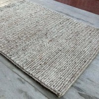 Tapis en laine beige naturel, tissé à la main, tressé, à tissage plat, tapis moderne minimaliste, tapis de sol écologique, décoration de salon