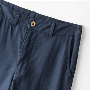 Pantalon en lin plissé beige pour homme – Pantalon décontracté 100 % lin longueur cheville - Product Image 4