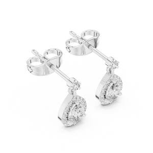 Boucles d'oreilles pendantes de luxe vintage en argent avec halo de diamants, certifiées IGI, bijoux fins minimalistes pour femme, pour fiançailles et mariage - Product Image 2